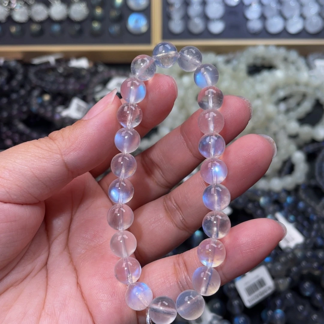 月光石手链未镶嵌简**宁蓝月光手链8mm