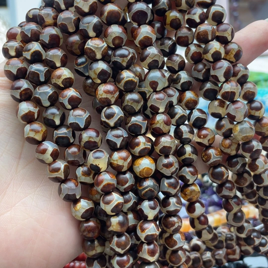 玛瑙/玉髓合金珠宝半成品一条装卡7+奶皮玛瑙咖色
