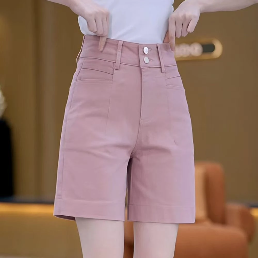 啄木鸟夏季薄款五分裤女宽松高腰外穿工装休闲阔腿短裤ins