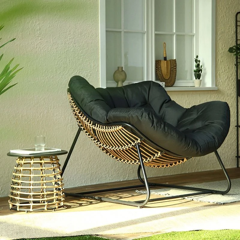 紫叶莉娜摇椅单人摇摇椅网红沙发躺椅可坐可躺阳台圆形摇摇椅藤编