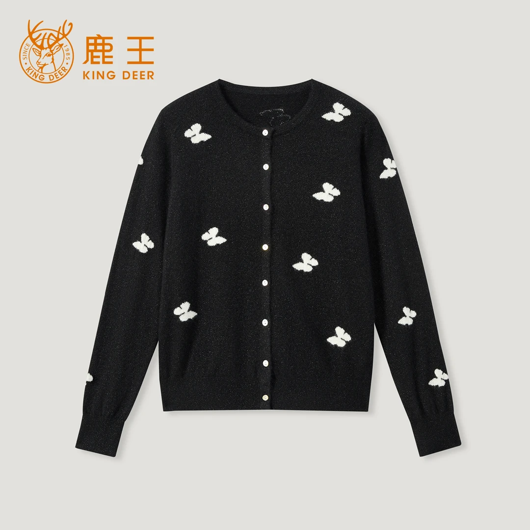 King Deer/鹿王羊绒百搭文艺刺绣气质设计羊绒衫L805557