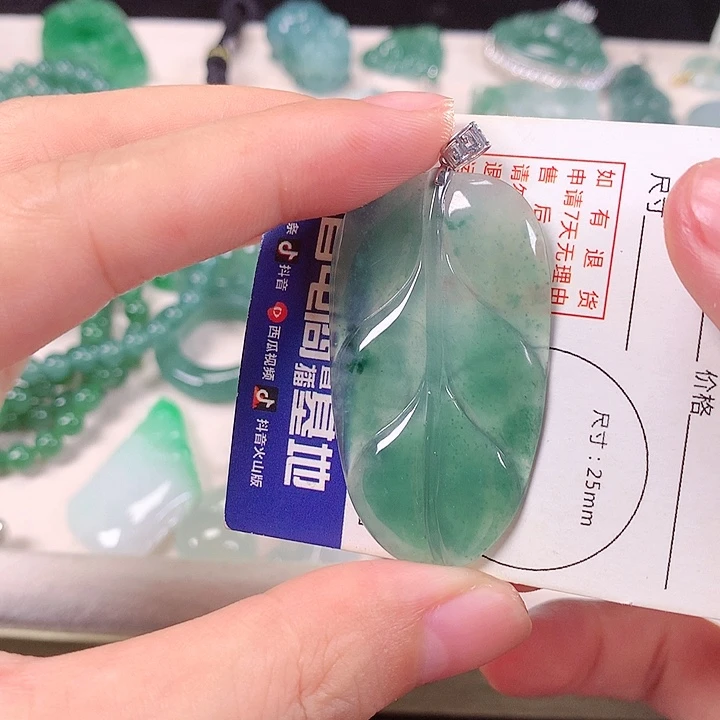 翡翠18K金镶嵌颈饰胖*豆翡翠