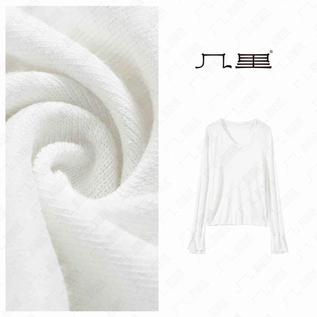 几里与麻【茸茸木耳边】气质设计感纯色女衫 衣长56 胸围85 2010364