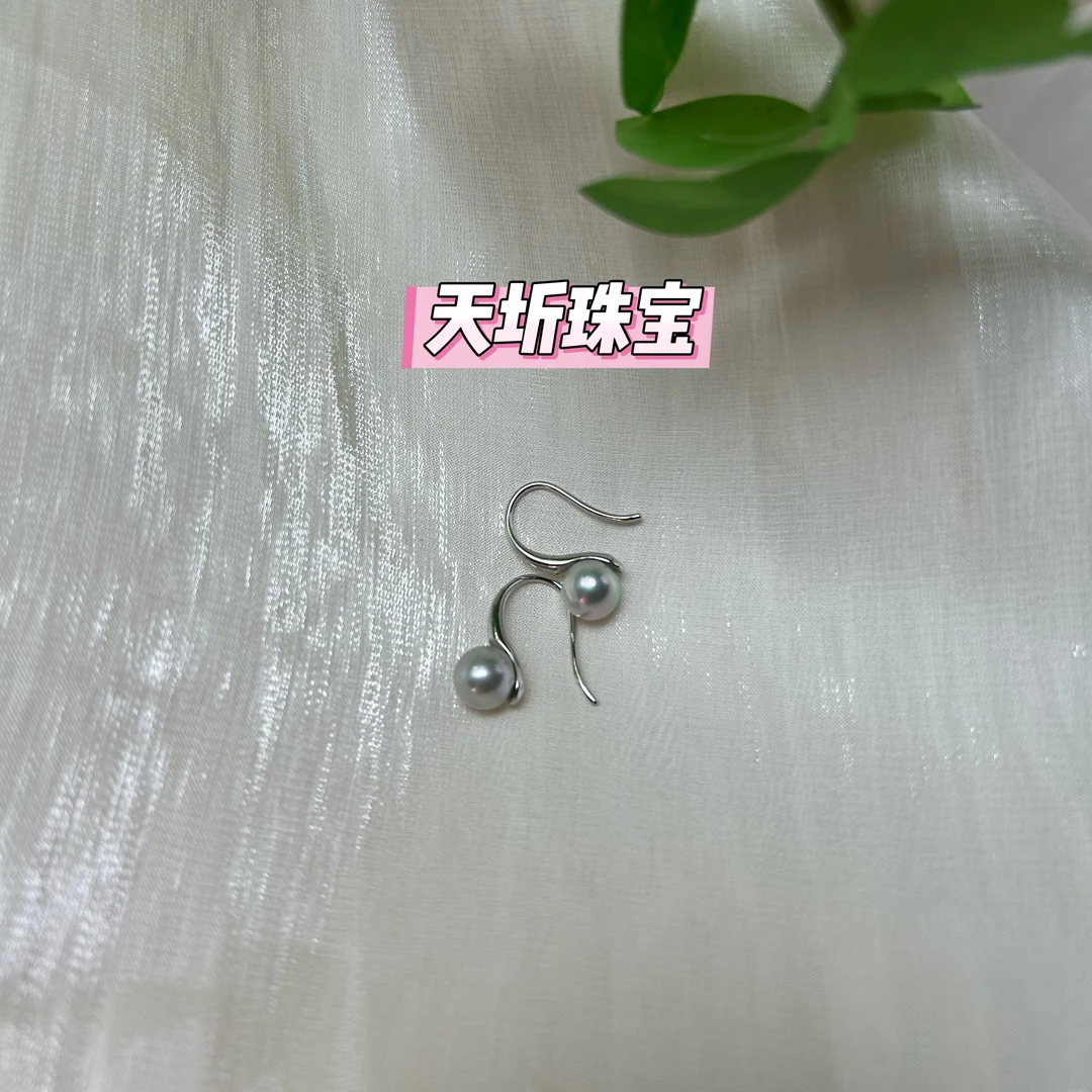 【新】7-8MM海水真多麻耳钩S925银天然珍珠耳钉P981