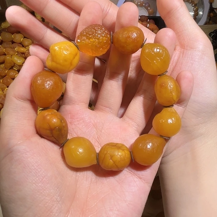 琥珀未镶嵌手链蜜蜡海漂手串