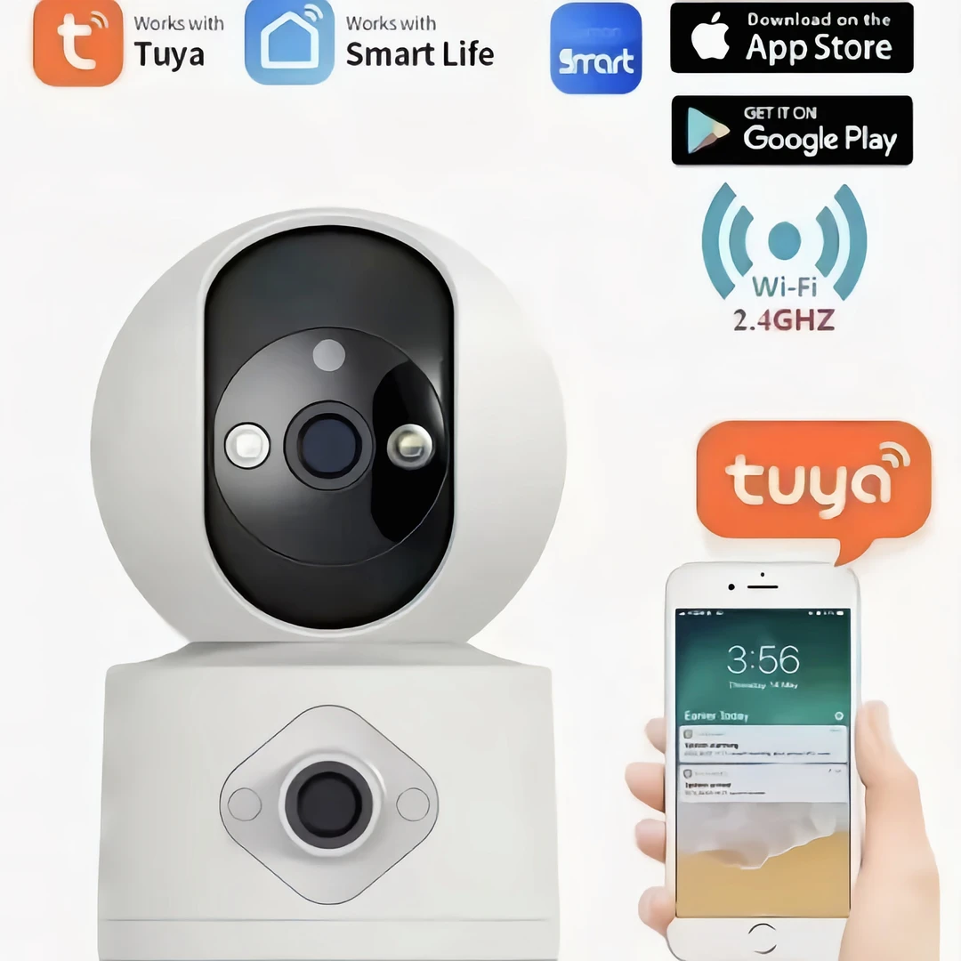 涂鸦WiFi智能2.5k双目枪球全彩夜视语音对讲室内监控摄像头