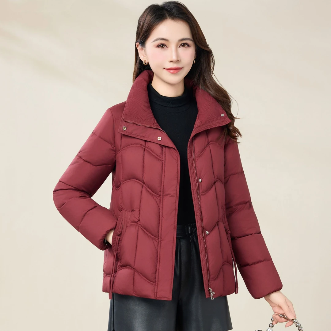 时尚修身显瘦2025年新款冬季女装棉衣中老年妈妈装立领棉服外套女