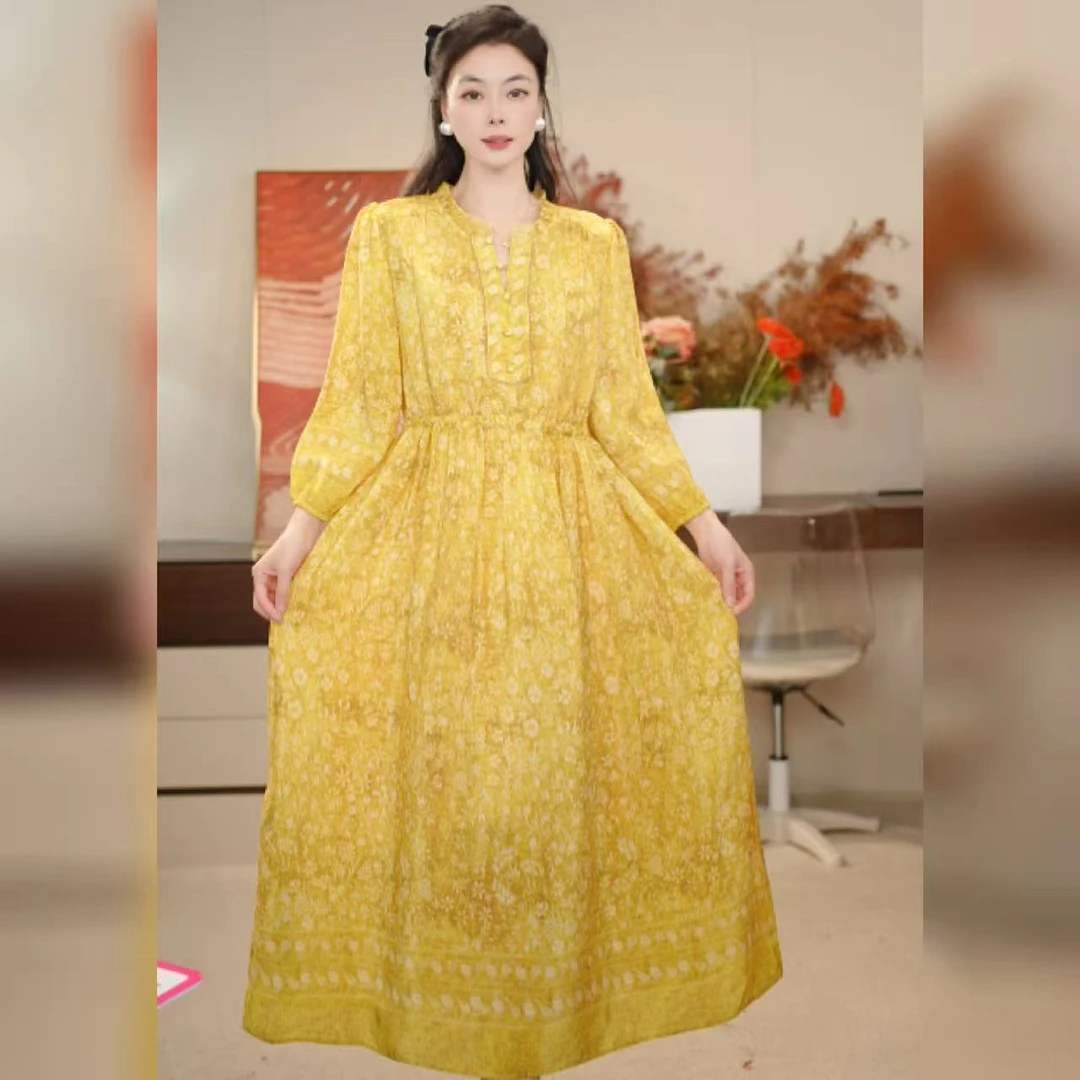 【多米拉】X026暖阳雅韵田园风透气连衣裙气质碎花