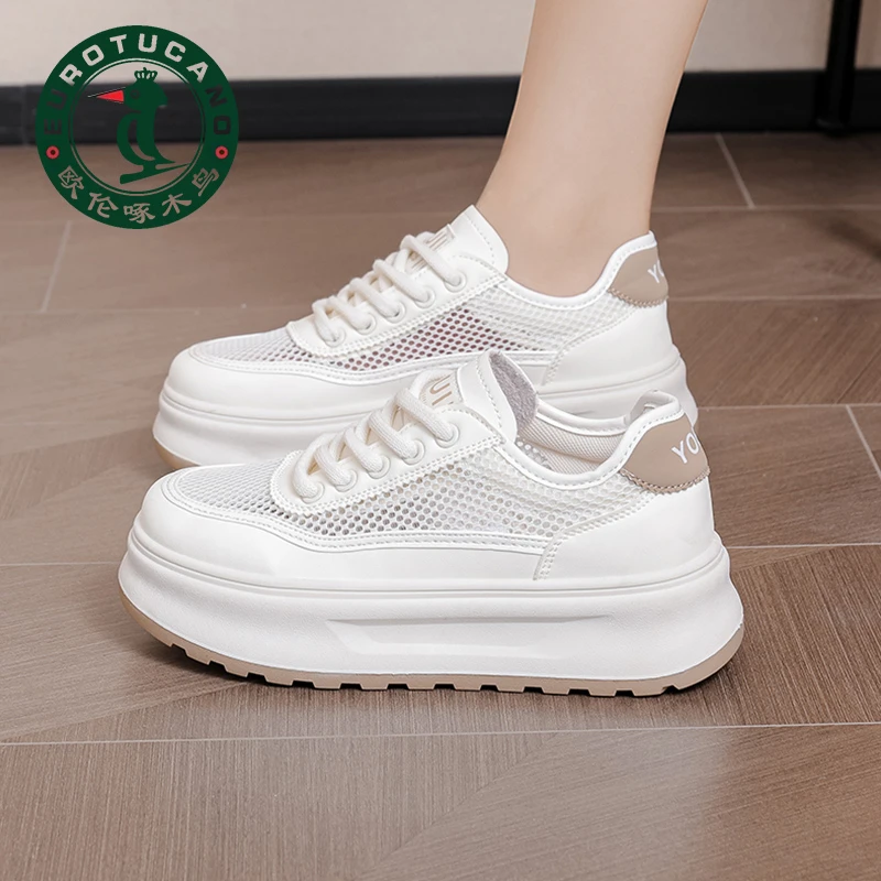 2025年新款品牌2025新款夏季厚底小白鞋女白色板鞋百搭网鞋女鞋