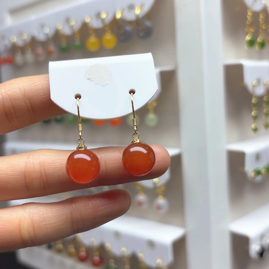 玛瑙/玉髓耳饰银S925镶嵌2