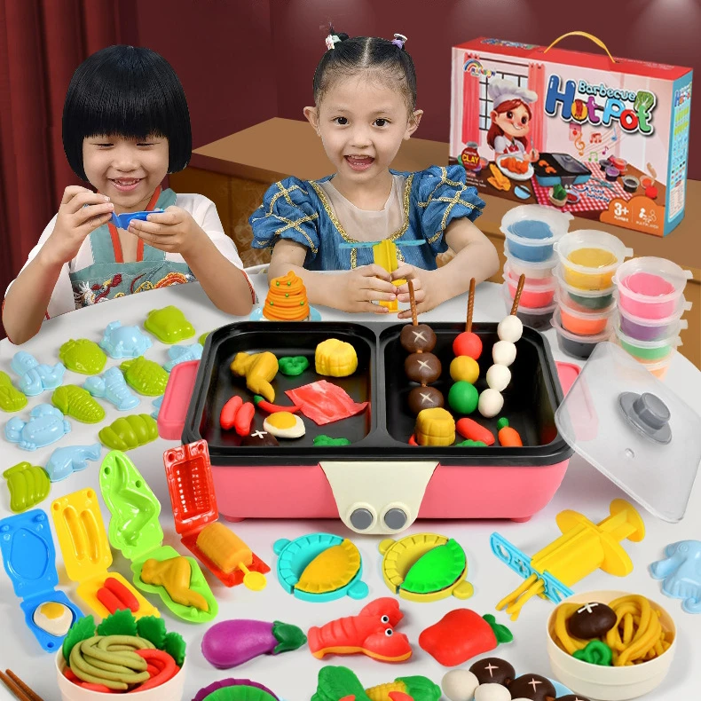 儿童过家家玩具仿真厨房火锅彩泥雪糕店橡皮泥面条机孩子益智礼物