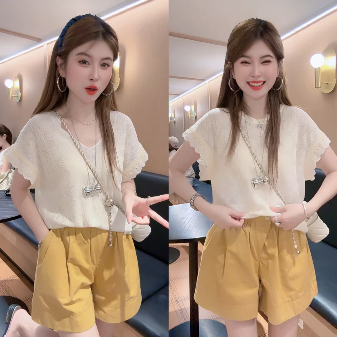 夏季新款莱赛尔韩版提花飞飞袖背心女士针织衫-FX225