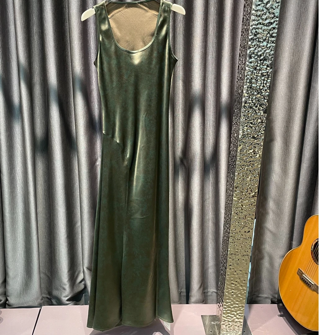 【 慧慧专属】2025春夏新款醋酸连衣裙U领A摆裙吊带裙