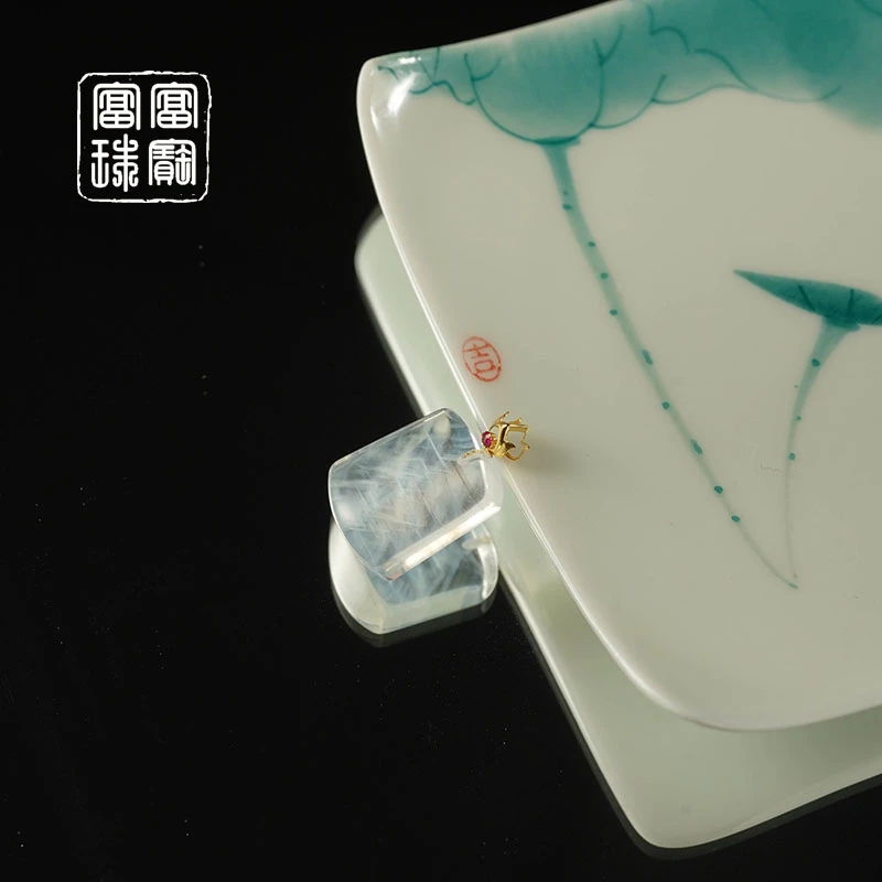 【净寒】富富珠宝 水晶18k金气质吊坠 赠黑绳（天然珠宝多样性发）