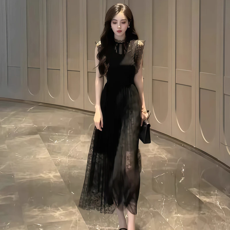 2025年新款韩版时尚百搭洋气今年流行的夏季新品连衣裙女修身蕾丝