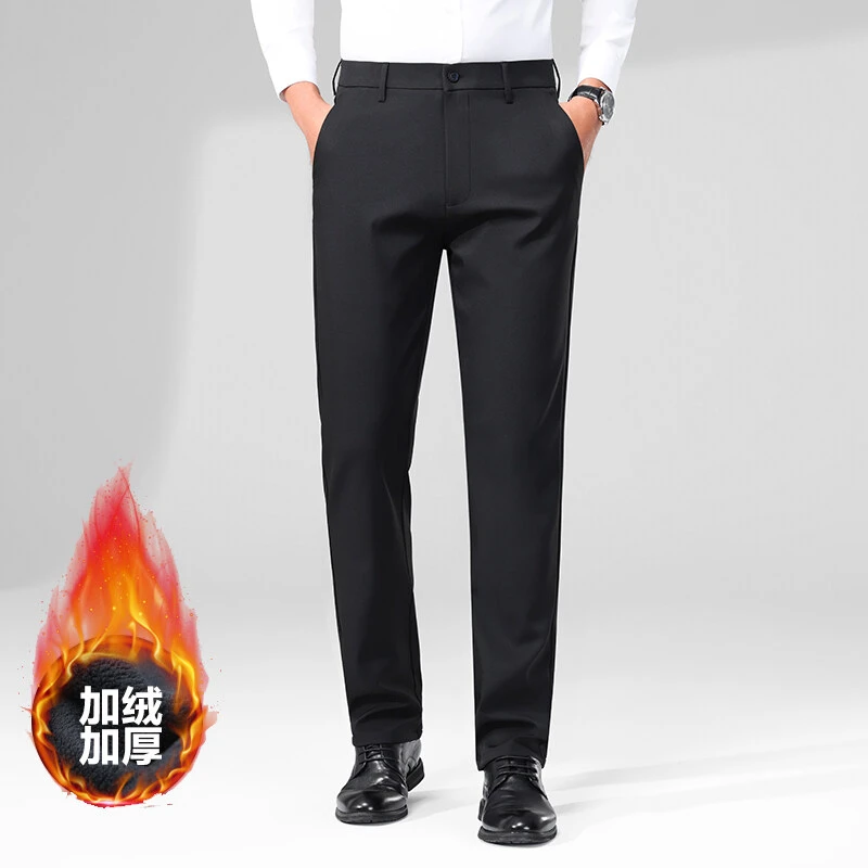 加绒梭织平纹面料休闲裤男韩版潮流夏季新款男士保暖防风商务826R
