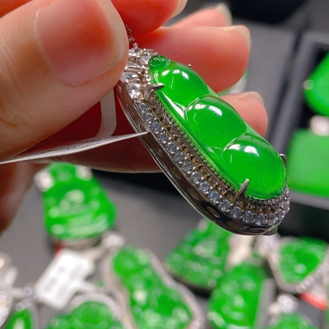 翡翠银S925镶嵌吊坠(不含链)