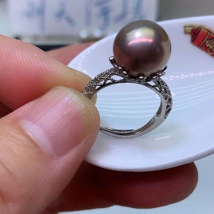 银S925镶嵌耳饰淡水珍珠