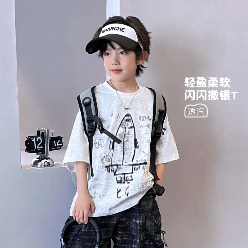 【火箭】夏装短袖T恤儿童印花男童半袖上衣中大童夏季潮5049743O1