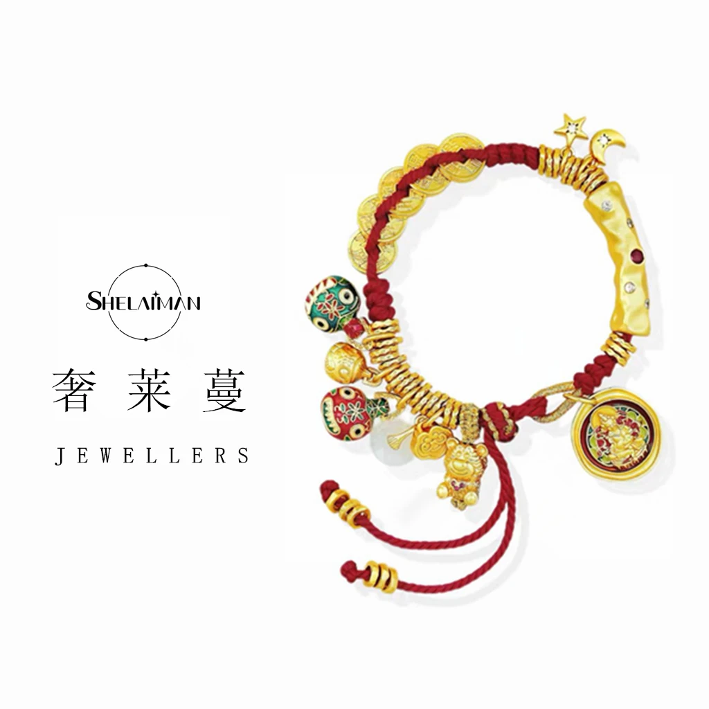 奢莱蔓/SHELAIMAN   黄财神 红绳五帝币盘缠百搭