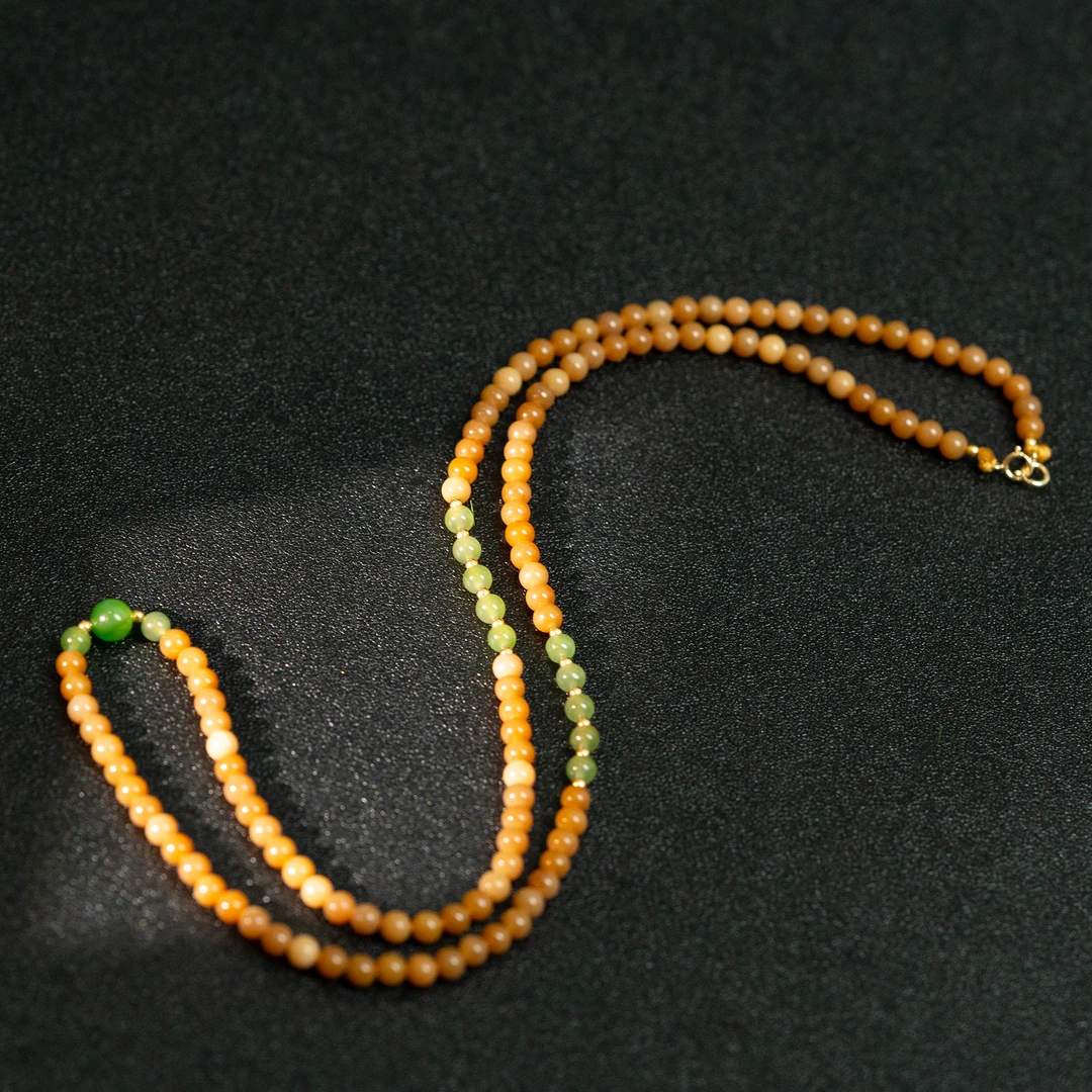 【情人节宠爱礼9】糖料黄金糖18k金和田玉小米珠万能链