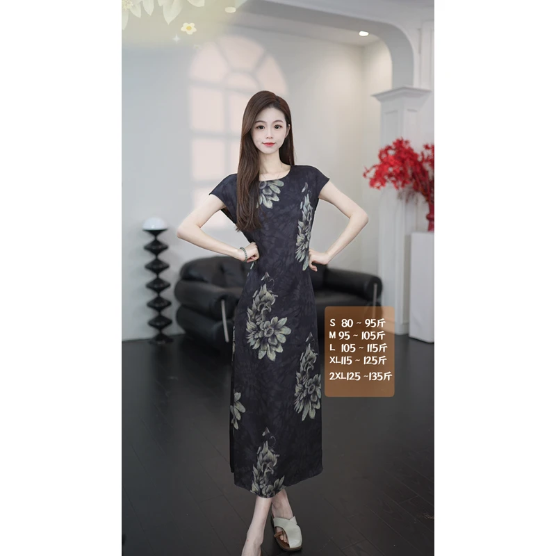 【暗夜黑花】G1136气质百搭休闲优雅日常时尚减龄修身轻奢连衣裙