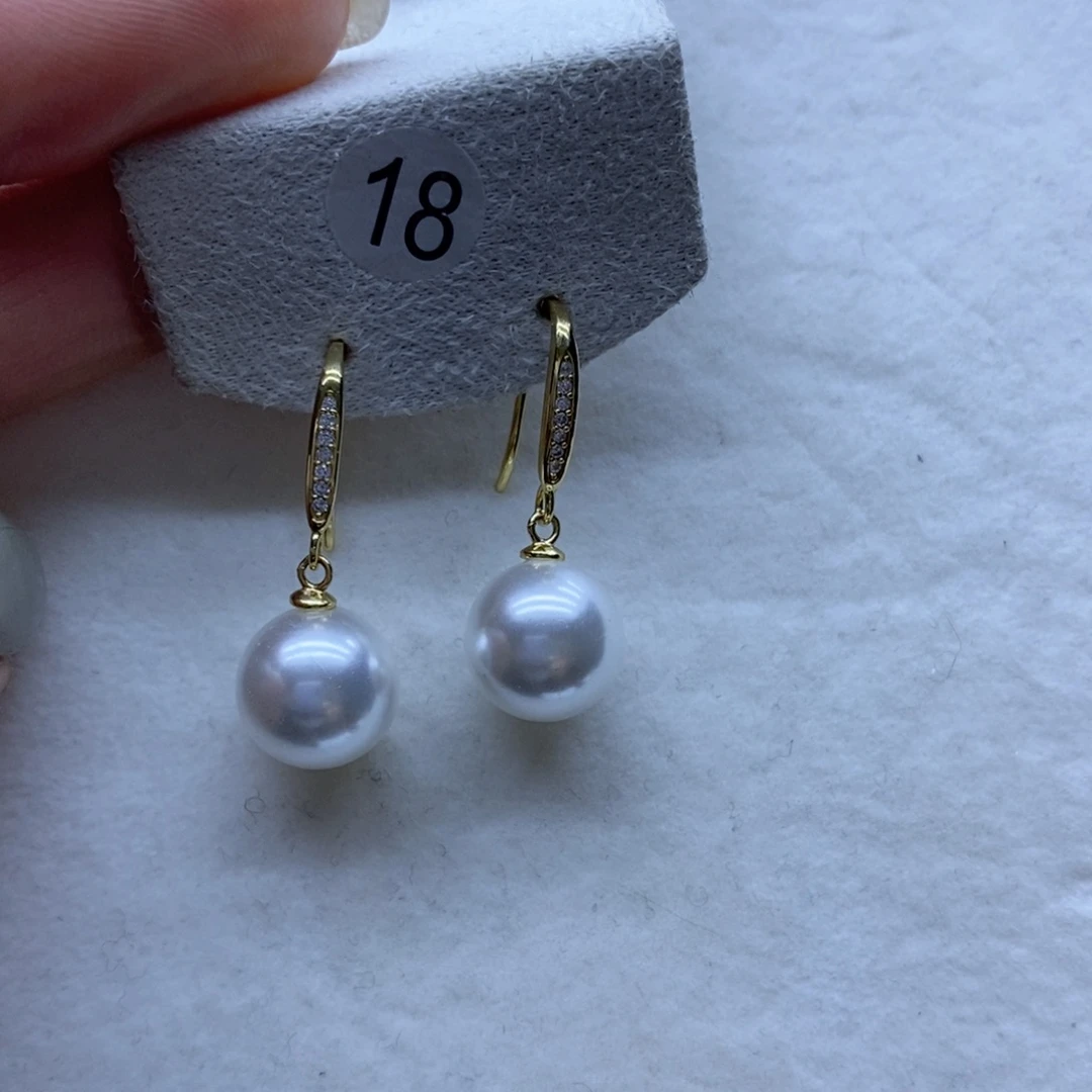 淡水珍珠耳饰银S925镶嵌18