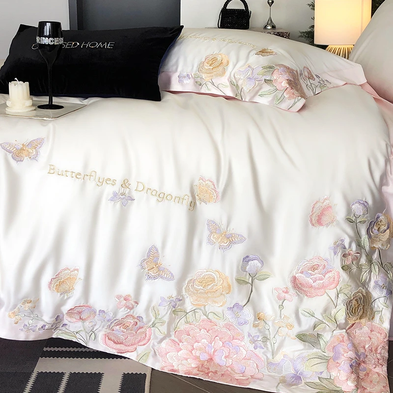 喜兹 花海漫步 全棉四件套全棉纯棉 轻奢重工绣花ins风被套床品