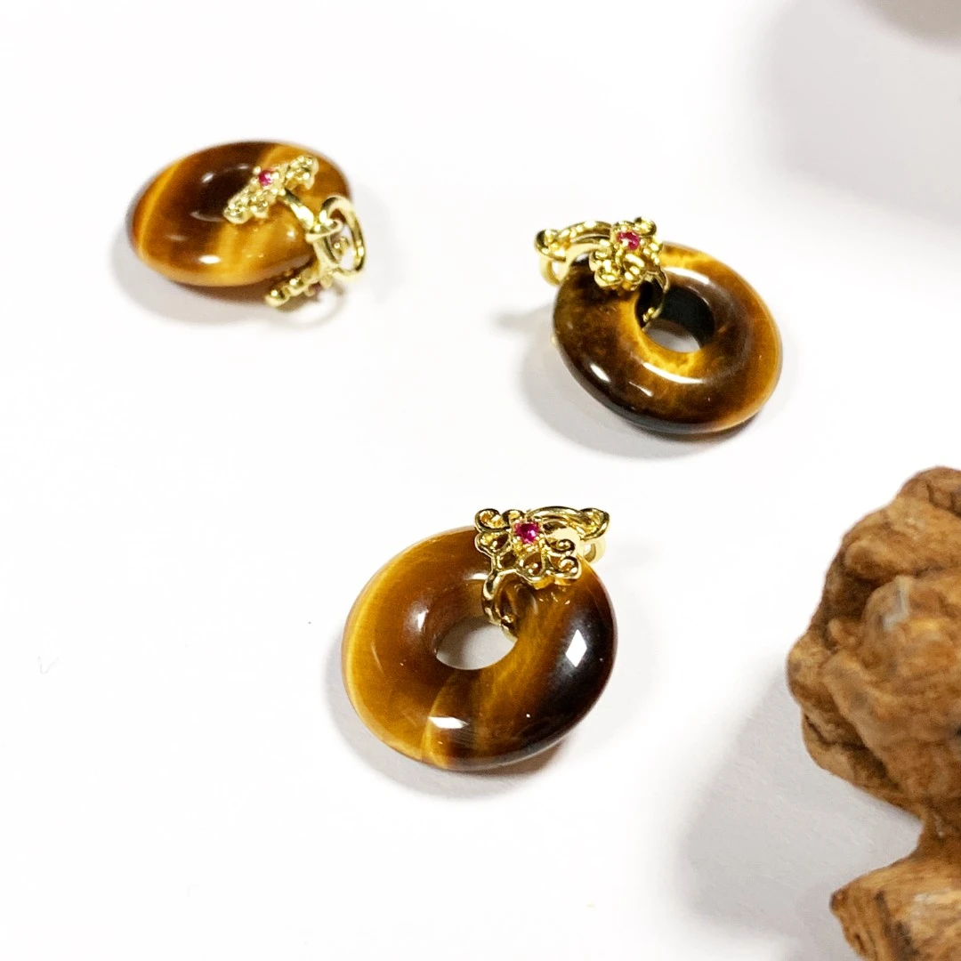 CT3598（玉夫人）木变石平安扣吊坠-配皮绳-多样性只发一件