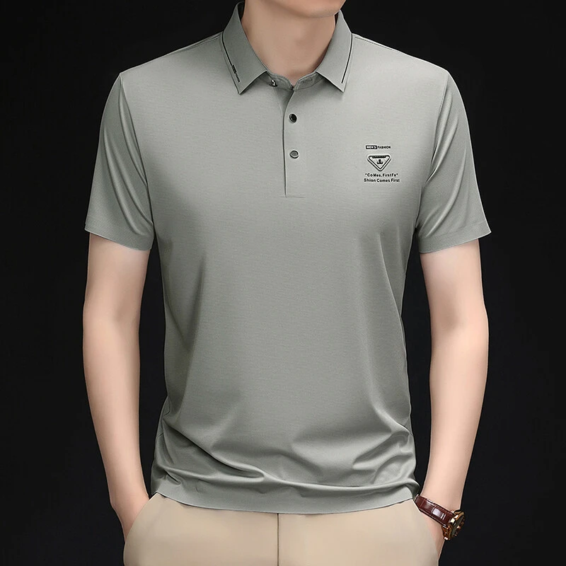夏季薄款无痕polo衫时尚简约百搭透气高档速干短袖T恤翻领休闲