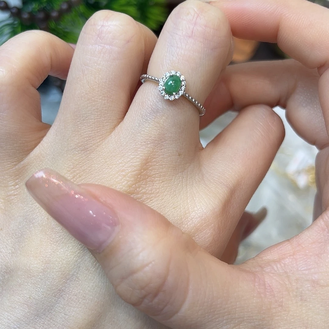 翡翠银S925镶嵌戒指