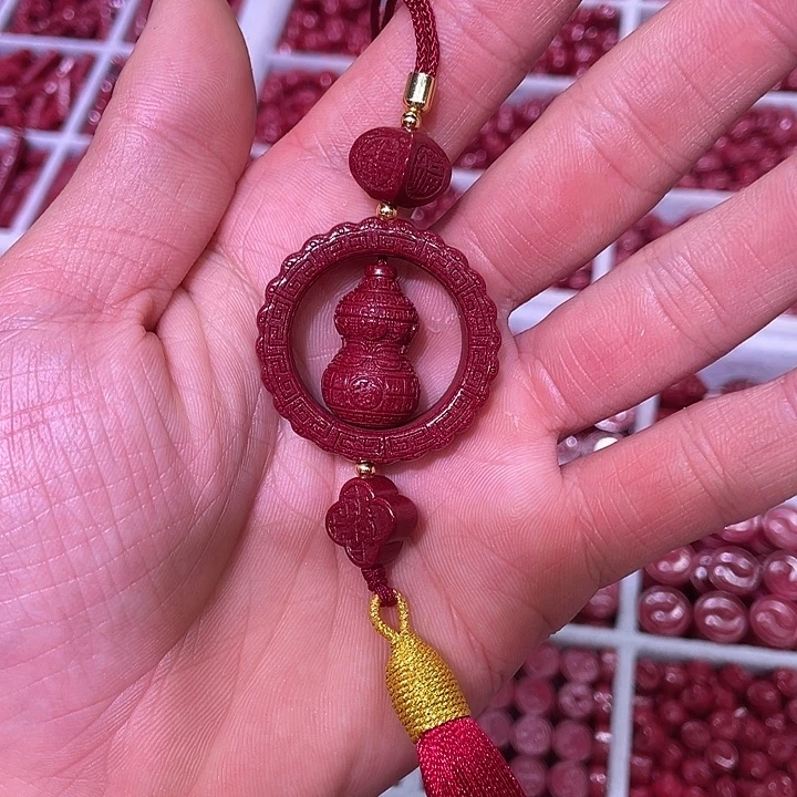 天然辰砂紫金砂葫芦车挂