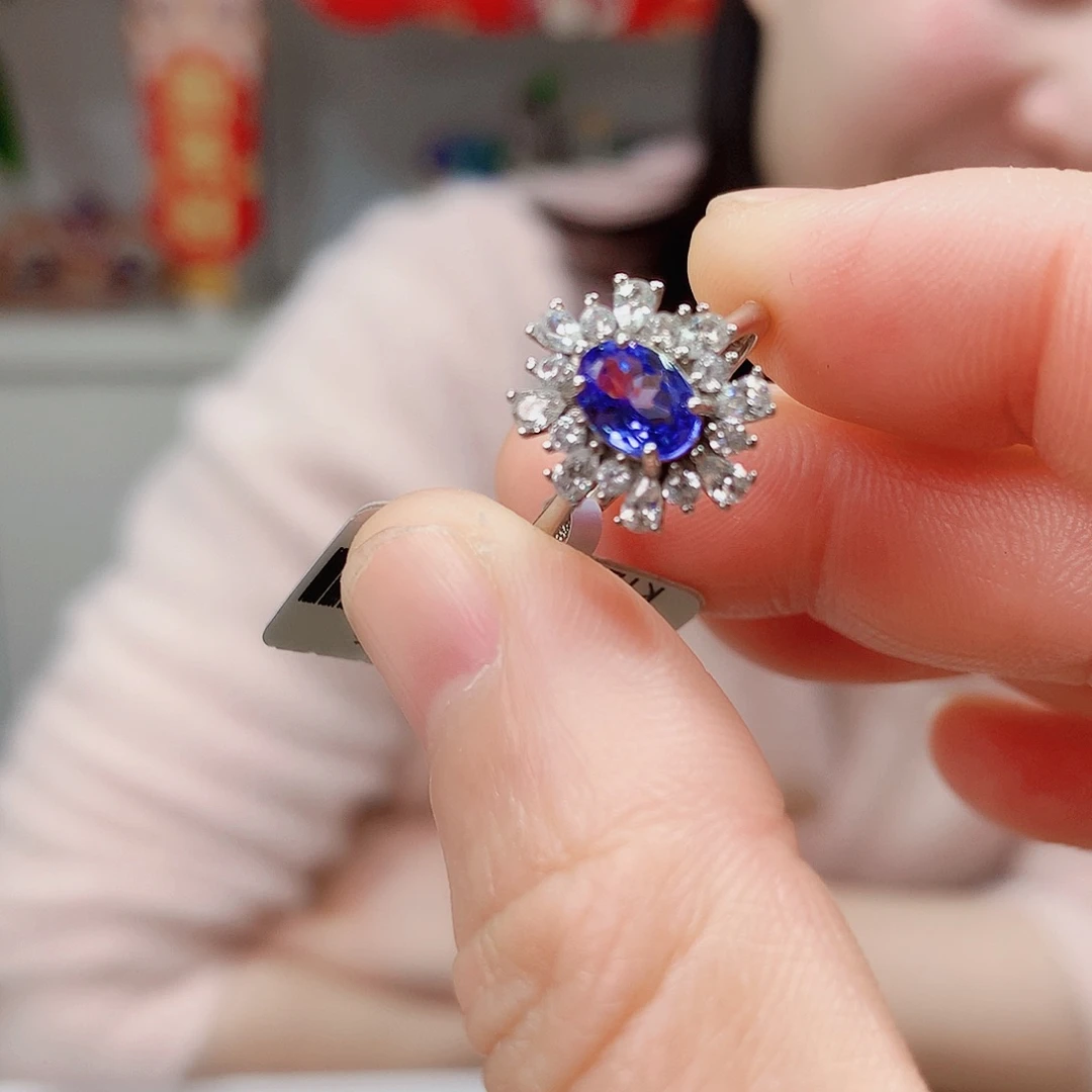 坦桑石戒指银S925镶嵌