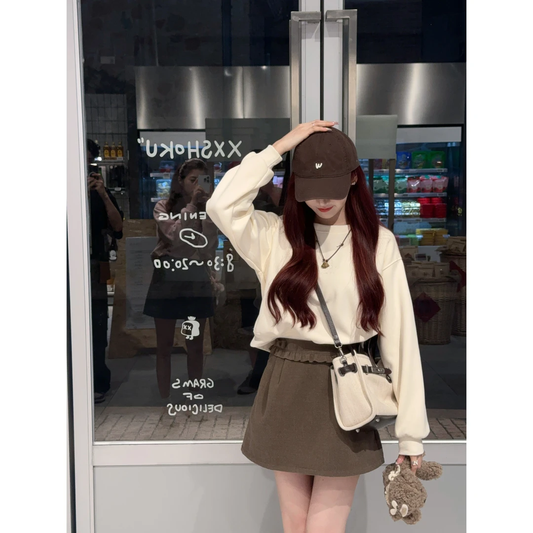 妖精的美美【小熊蜜饯】乖巧简约又少女的圆领小版卫衣