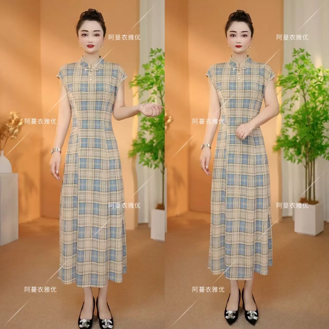 【衣雅严选】8083-2249#新款弹力冰雪丝气质显瘦旗袍连衣裙