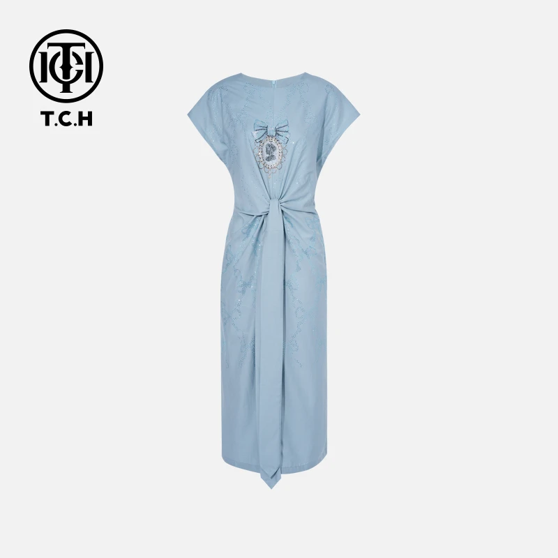 TCH烫钻工艺新时尚淑女百搭潮流连衣裙女T75B30E1136轻奢tch