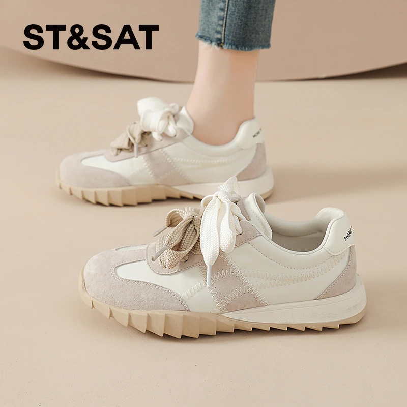 星期六女鞋轻奢鞋子德训鞋女款2025春夏新款阿甘鞋透气防滑板鞋女