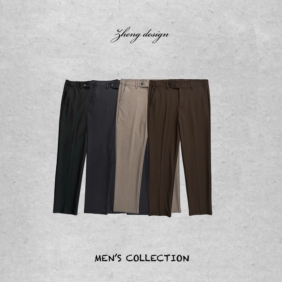 秋款松紧腰通勤休闲西裤长裤