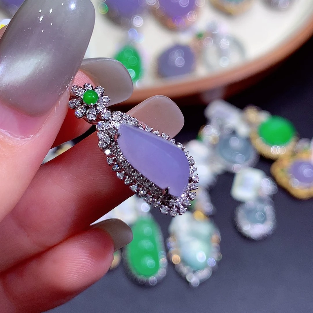 吊坠(不含链)18K金镶嵌翡翠