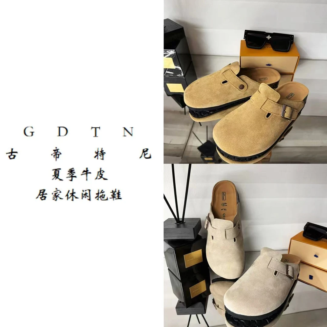 古帝特尼出品“勃肯半拖”男士夏季牛皮厚底包头外穿半拖鞋X-5219