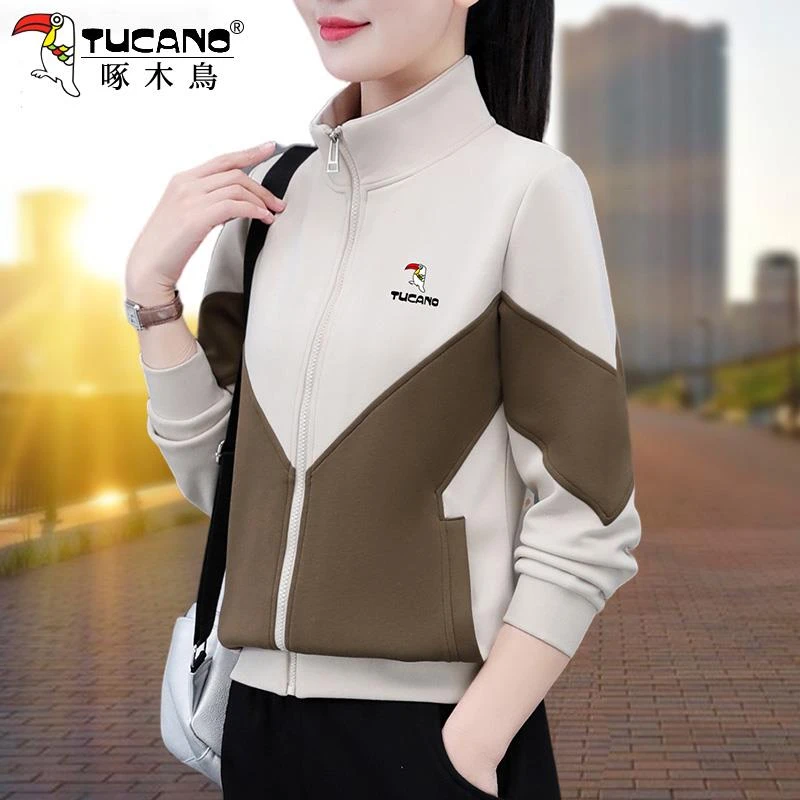 啄木鳥正品外套女款春秋2025新款洋气减龄妈妈春装休闲女士上衣