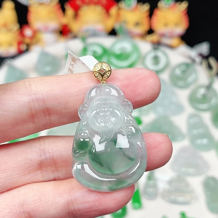 颈饰18K金镶嵌翡翠缅甸天然A货翡翠