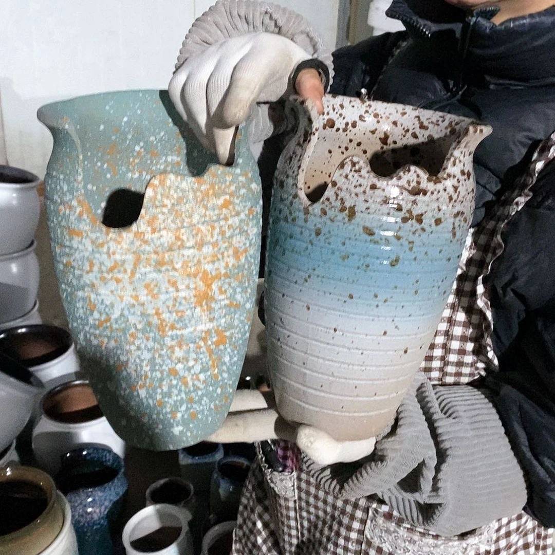 紫砂花盆瑕疵口15高25