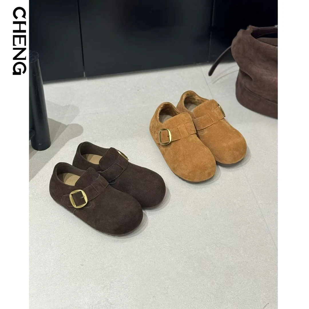 CHENG～头层牛厚底舒适休闲勃肯鞋/加绒内增高软糯面包鞋日常通勤