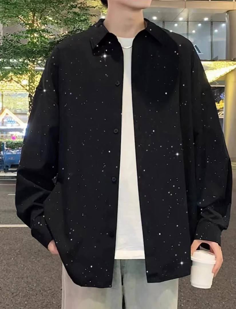 满天星秋季男士长袖春秋衬衫衬衣韩版上衣春季港风百搭ins潮流59