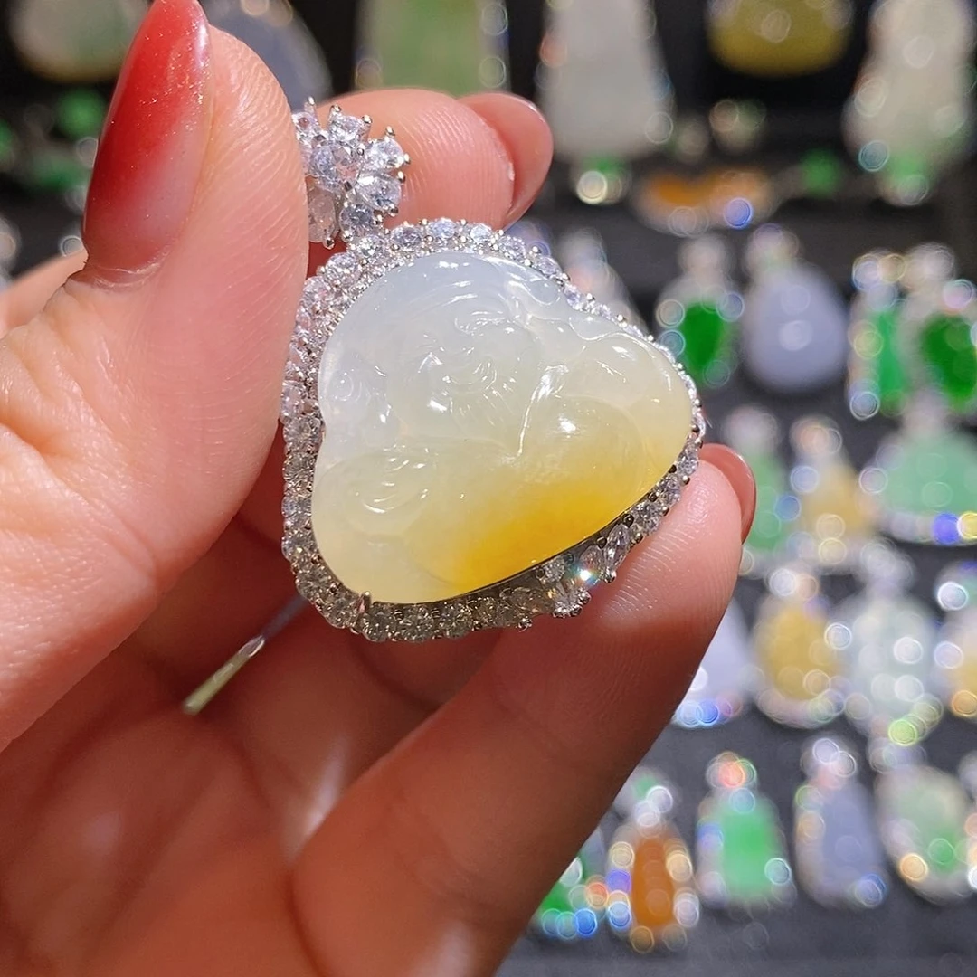 颈饰银S925镶嵌翡翠天然翡翠