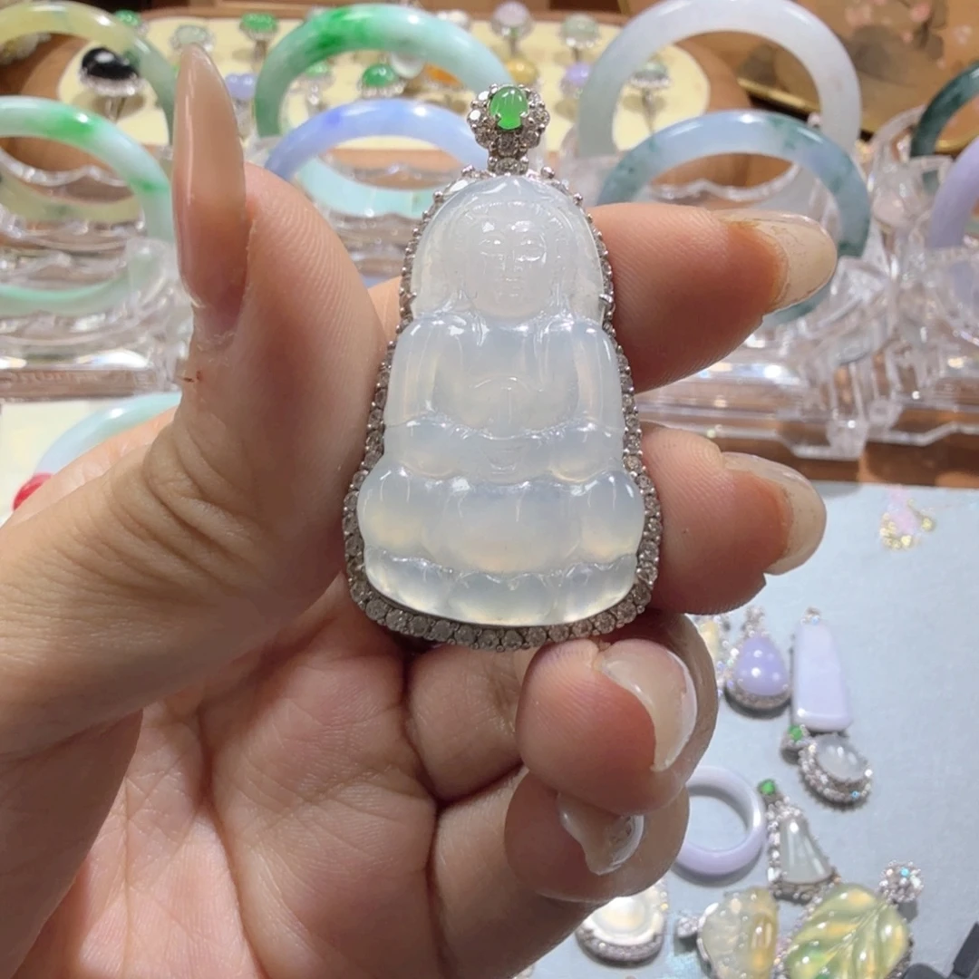 翡翠银S925镶嵌吊坠(不含链)