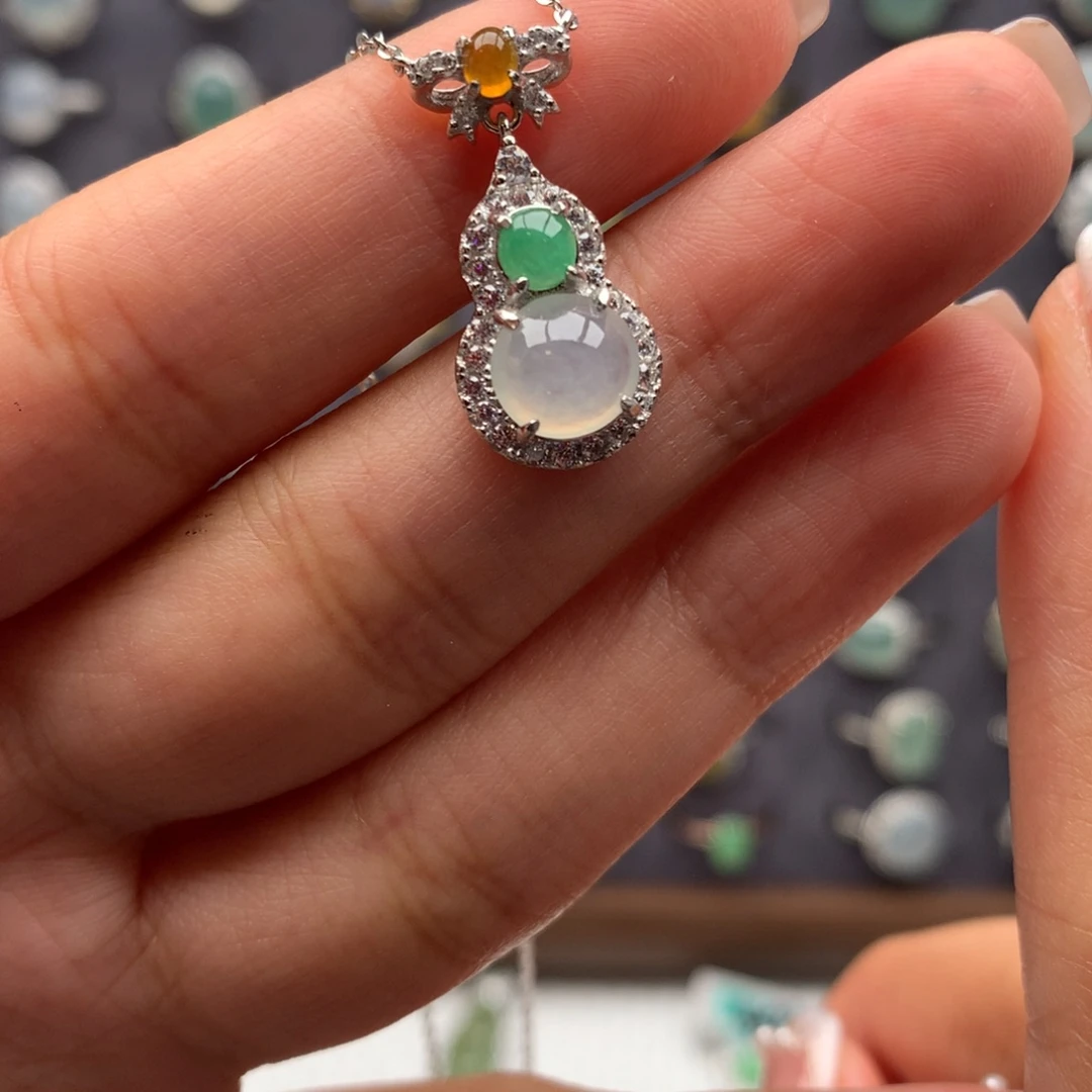 翡翠银S925镶嵌戒指项链