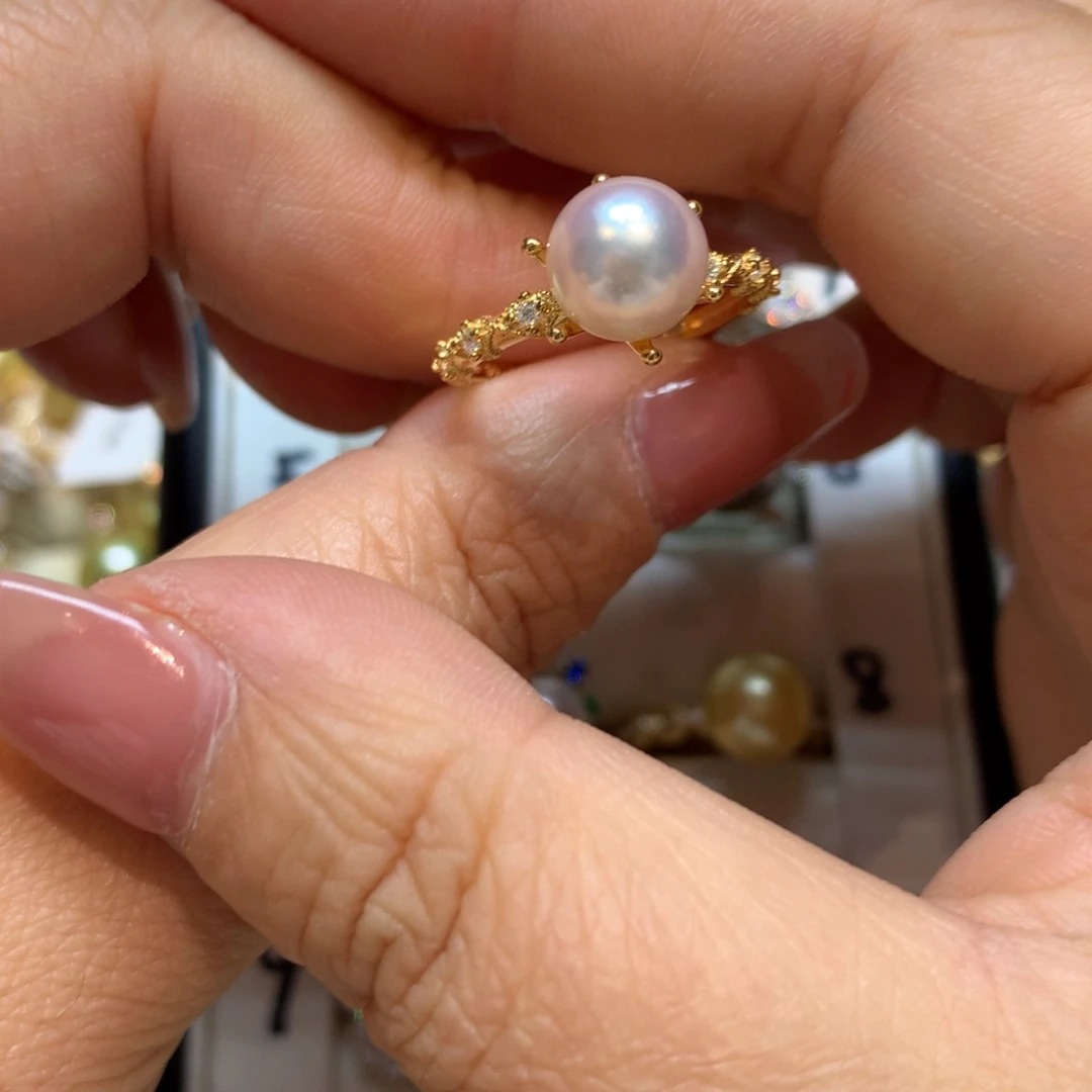 海水珍珠戒指银S925镶嵌