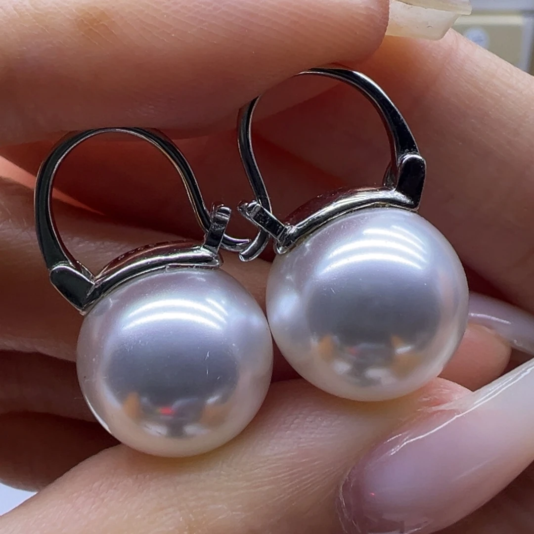 耳饰银S925镶嵌淡水珍珠